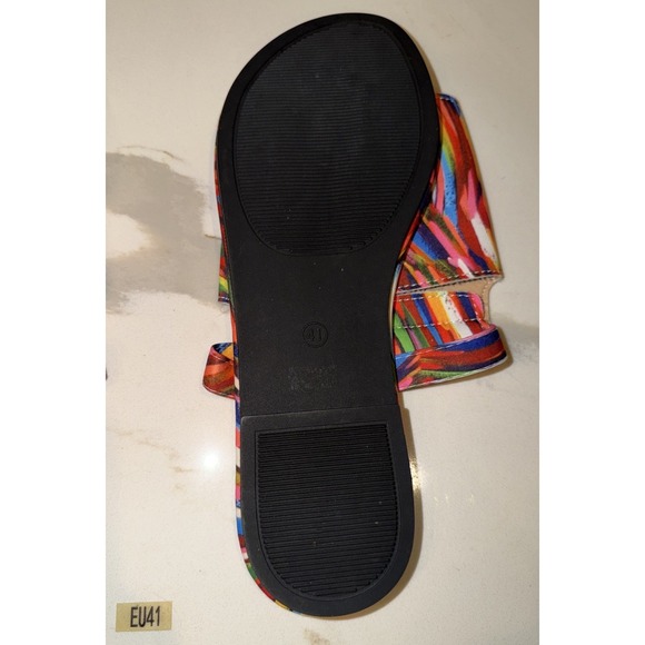 NWT Women's Size US10 EU41 Multicolor Slides Sandals Summer Flats Rainbow Shoes - Picture 6 of 10